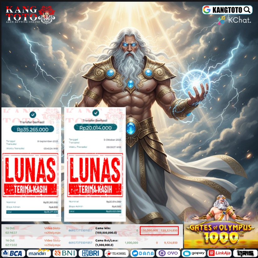 PRAMAGTICPLAY - JACKPOT GATES OF OLYMPUS! RP.150.000.000,- LUNAS