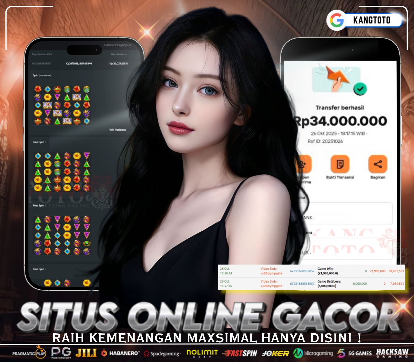 PRAMAGTIC PLAY - JACKPOT GATES OF OLYMPUS RP.34.000.000,- LUNAS