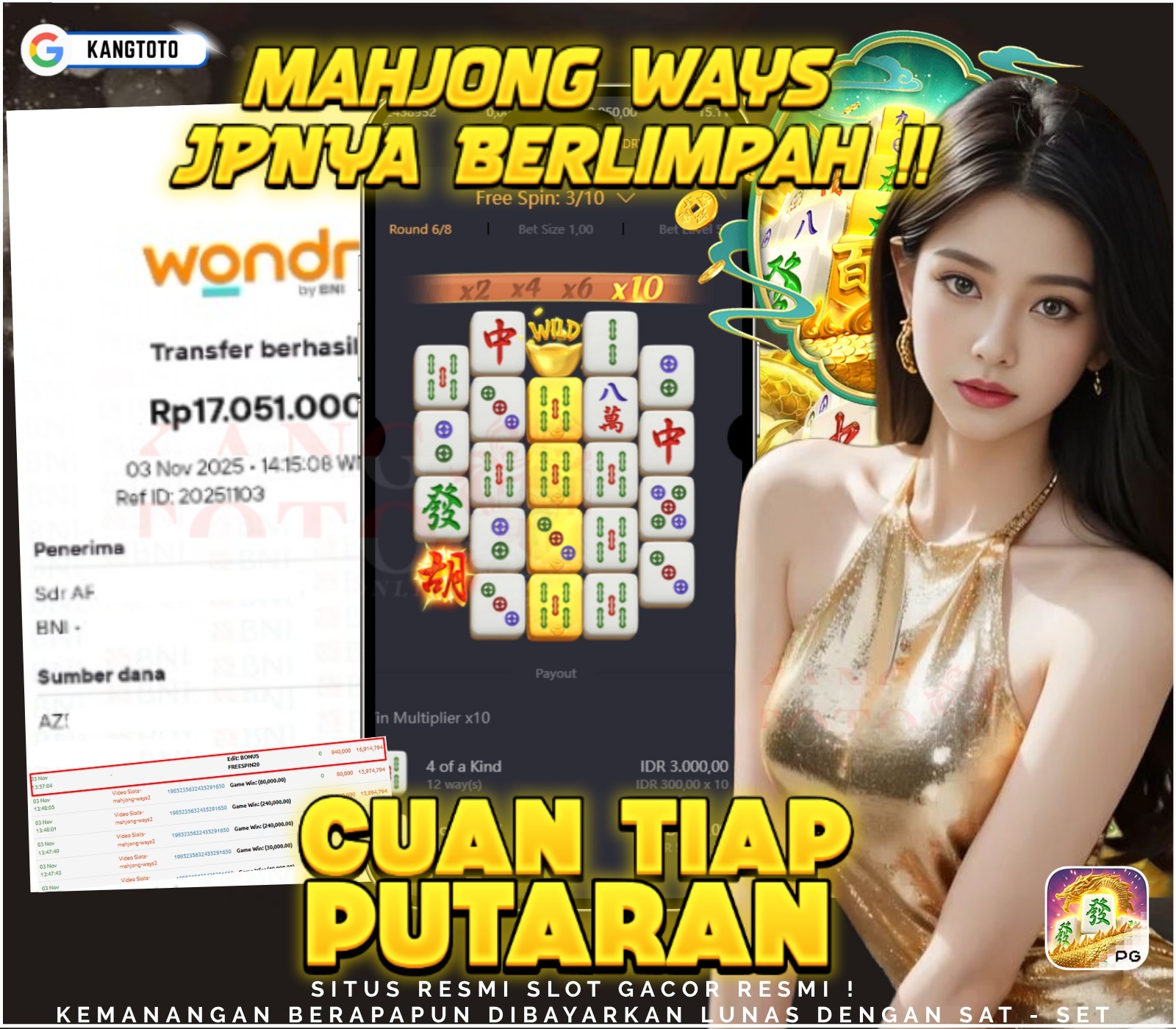 PGSOFT -  JACKPOT MAHJONG WAYS 2 RP.17.051.000,-LUNAS
