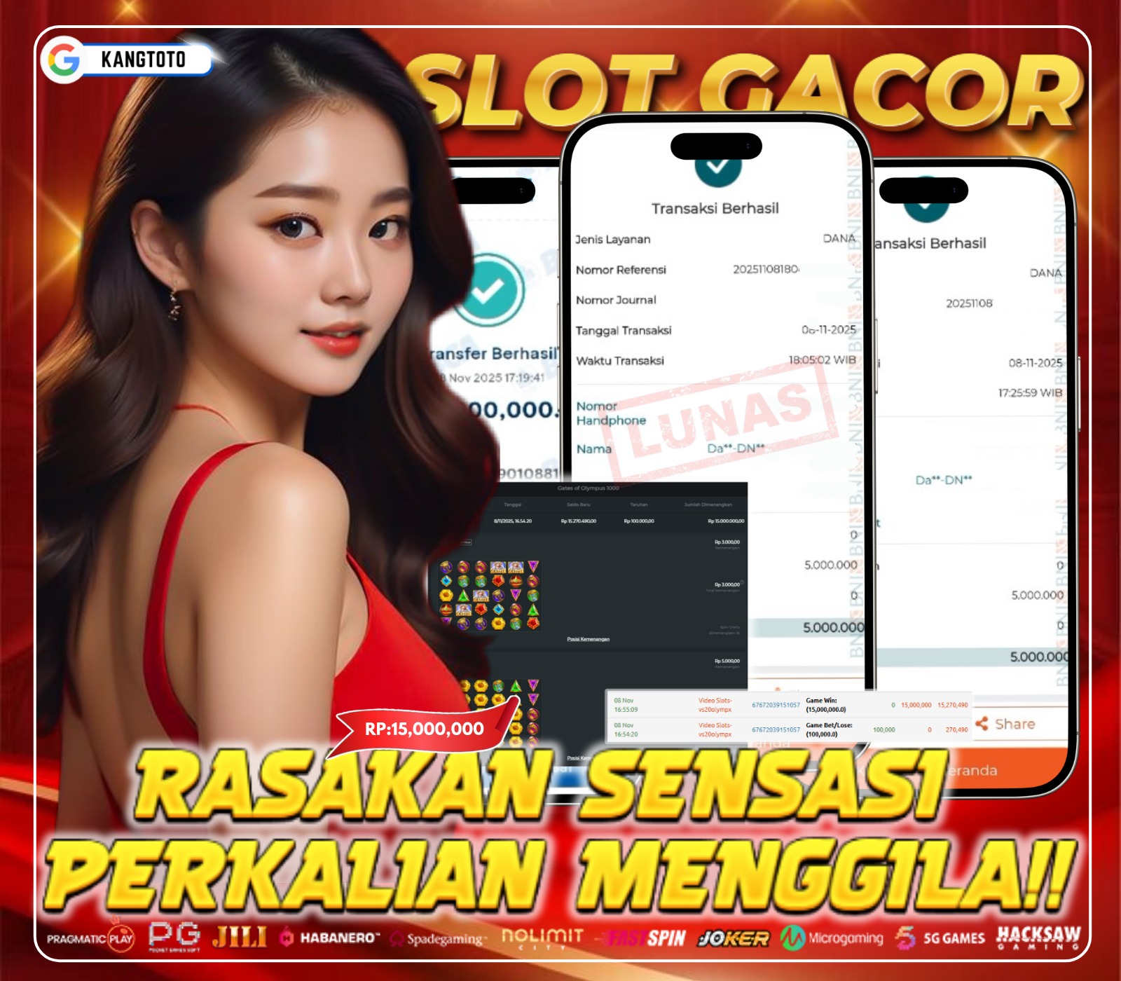 PRAMAGTIC PLAY - JACKPOT GATES OF OLYMPUS RP.15.000.000,-LUNAS