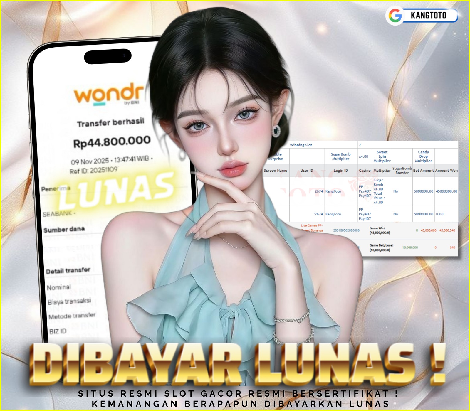 LIVE CASINO - JACKPOT PRAMAGTIC LIVE CASINO. RP.44.800.000,-LUNAS