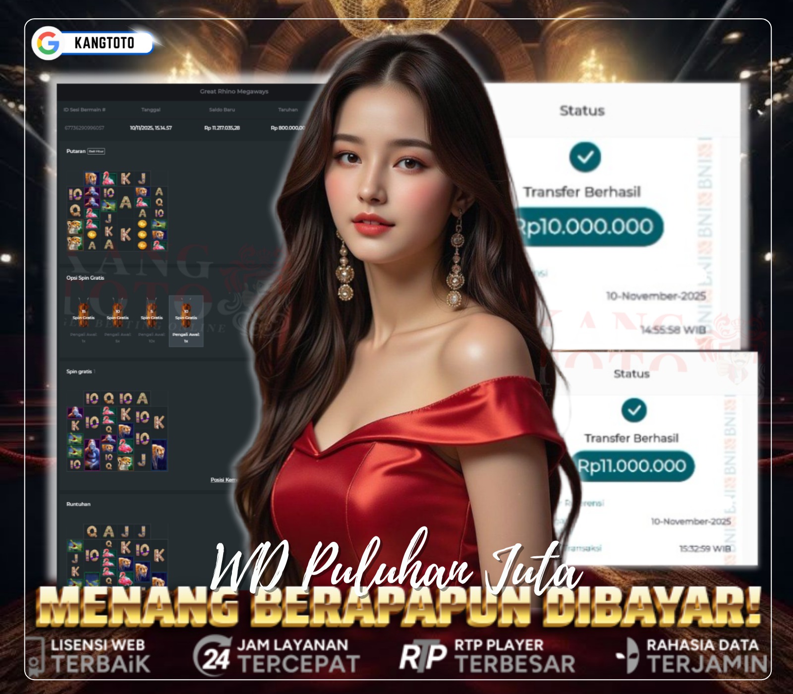 PRAMAGTICPLAY- JACKPOT GREAT RHINO MEGAWAYS RP.21.000.000,-LUNAS