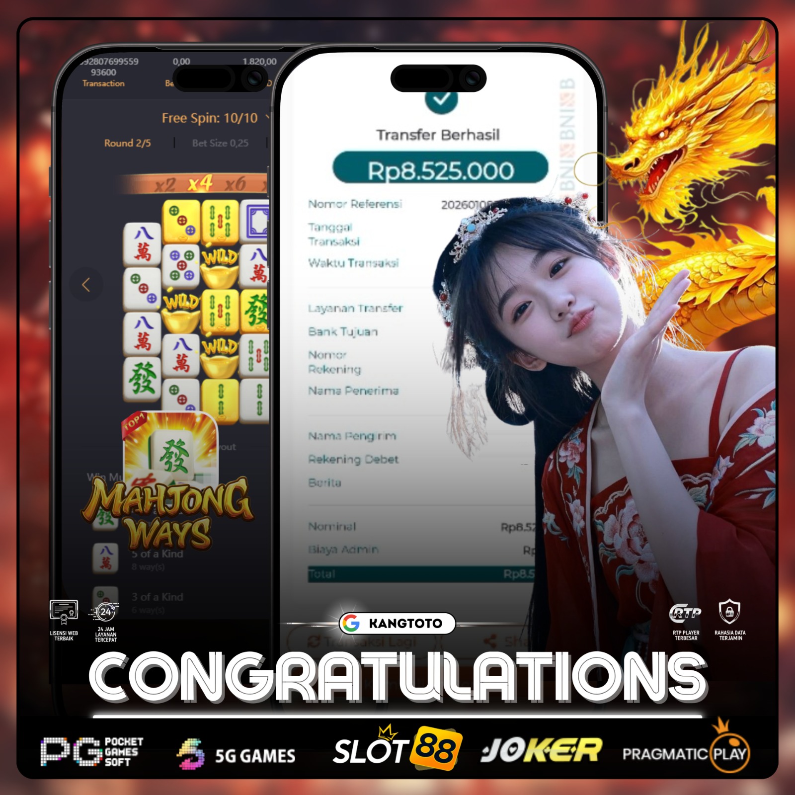 PG SOFT - JACKPOT MAHJONG WAYS Rp8.525.000 LUNAS